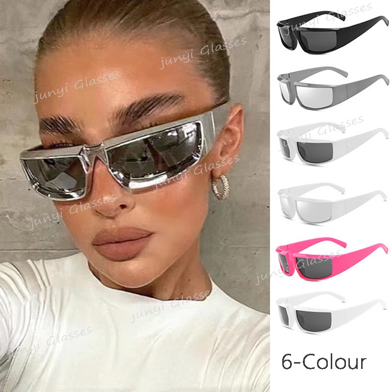 Y2k Future Technology Style Sunglasses Women Square Silvery Eyewear Men