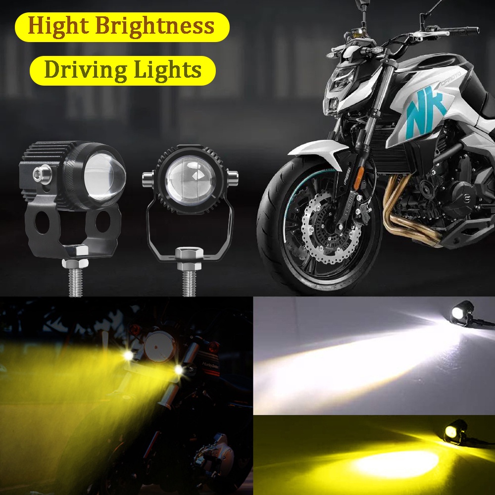 1 Pair Motorcycle Lights Set Mini Driving Light Yellow White Lighting