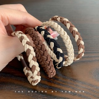 New Milk Coffee Color Head Rope Female Simple Temperament Rubber Band High Elastic Braided Hair Ring Fashion Girl Hair Accessories