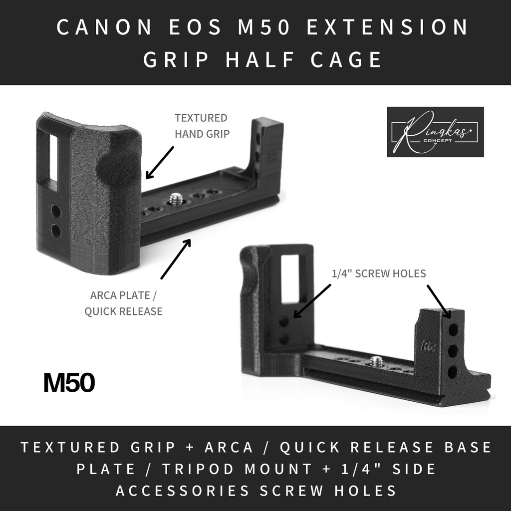 Extension Grip Case Canon EOS M50 Half Rig Cage With 1/4 Inch Acessory