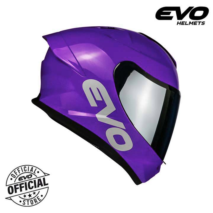 EVO SVX02 Plain Glossy Purple Full Face Dual Visor Helmet With Free