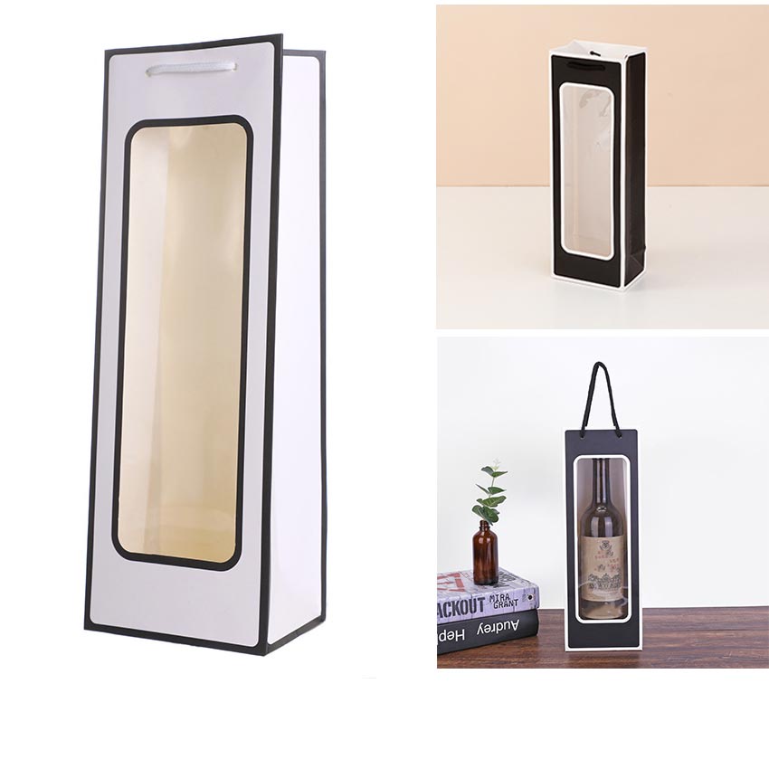 5Pcs RED Wine Flower Packing Gift Bags Portable DIY Display Bag Window