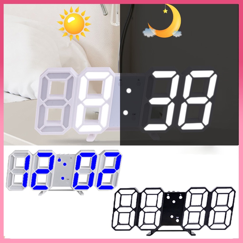 Modern 3d Led Digital Clock Display Time And Date Wall Alarm Clock Desk