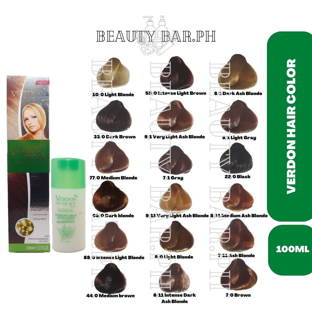 Verdon Hair Color Coloring Cream Hair Dye Ash / Brown / Blonde / White /  Black Oxidizing  | Shopee Philippines