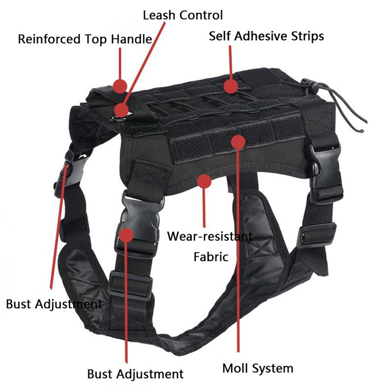 Fash Top Large Military Police Dog K9 Adjustable Military Tactical Training Harness Vest Water Resis #8