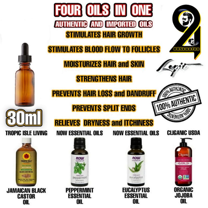 Beard Oil Golden Jojoba Oil /Eucalyptus Oil(EEO) Peppermint Oil(PEO)  Jamaican Black Castor Oil(JBCO) | Shopee Philippines
