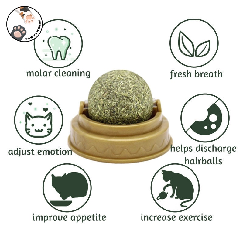 Cat Mint Ball Catnip Cat Wall Stick-on Ball Toy Treats Healthy Natural Removes Hair Balls Pet Snack #7