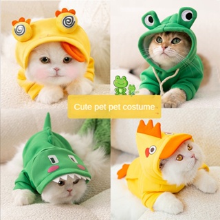 Pet Clothes Autumn Winter New Style Dog Cute Transformation Costume Small Dinosaur Hooded Sweatshirt Cat Two-