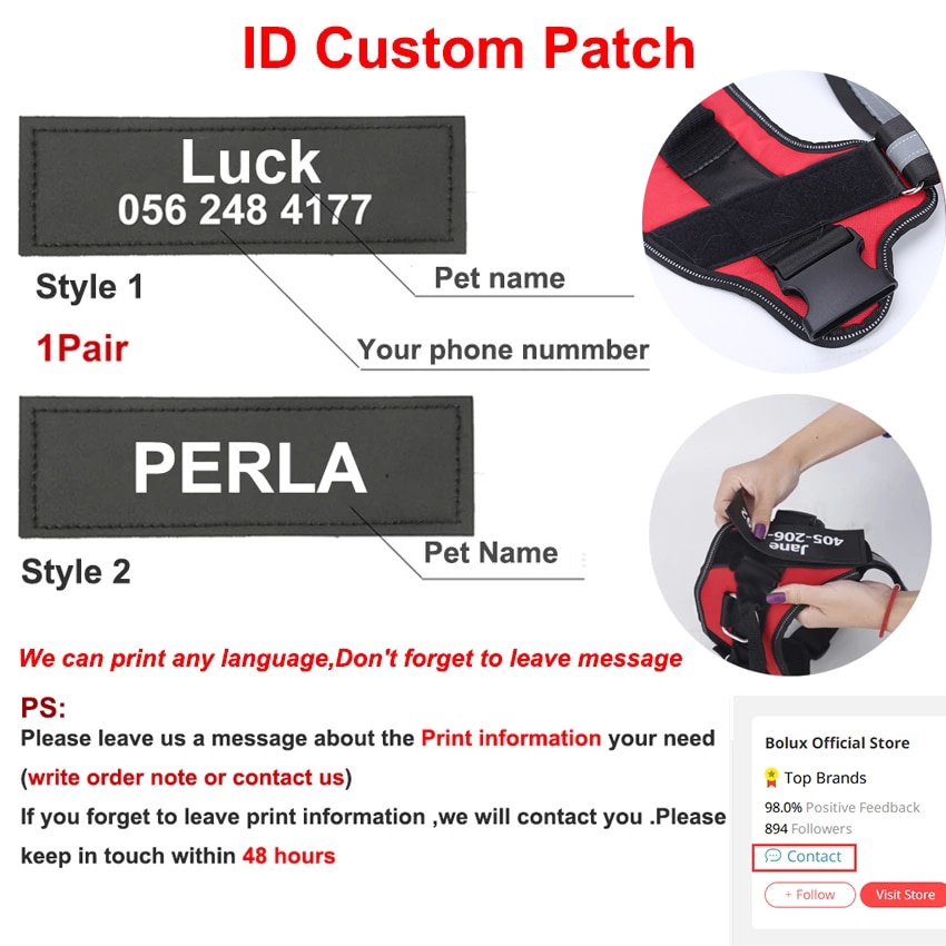 Personalized Dog Harness NO PULL Reflective Breathable Adjustable Pet Harness For Small large Dog Ha #2