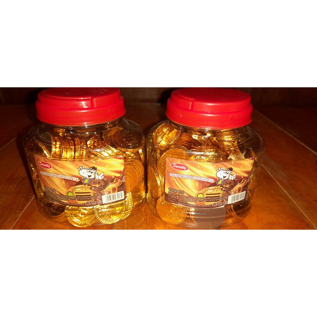 Golden Coin Chocolate In A Jar 100 Pieces Shopee Philippines