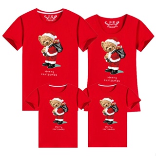 J Warehouse merry Christmas Santa Claus Tree Hat European American Short-Sleeved T-shirt Parent-Child Clothing Family Three-Mouth Four-Mouth P