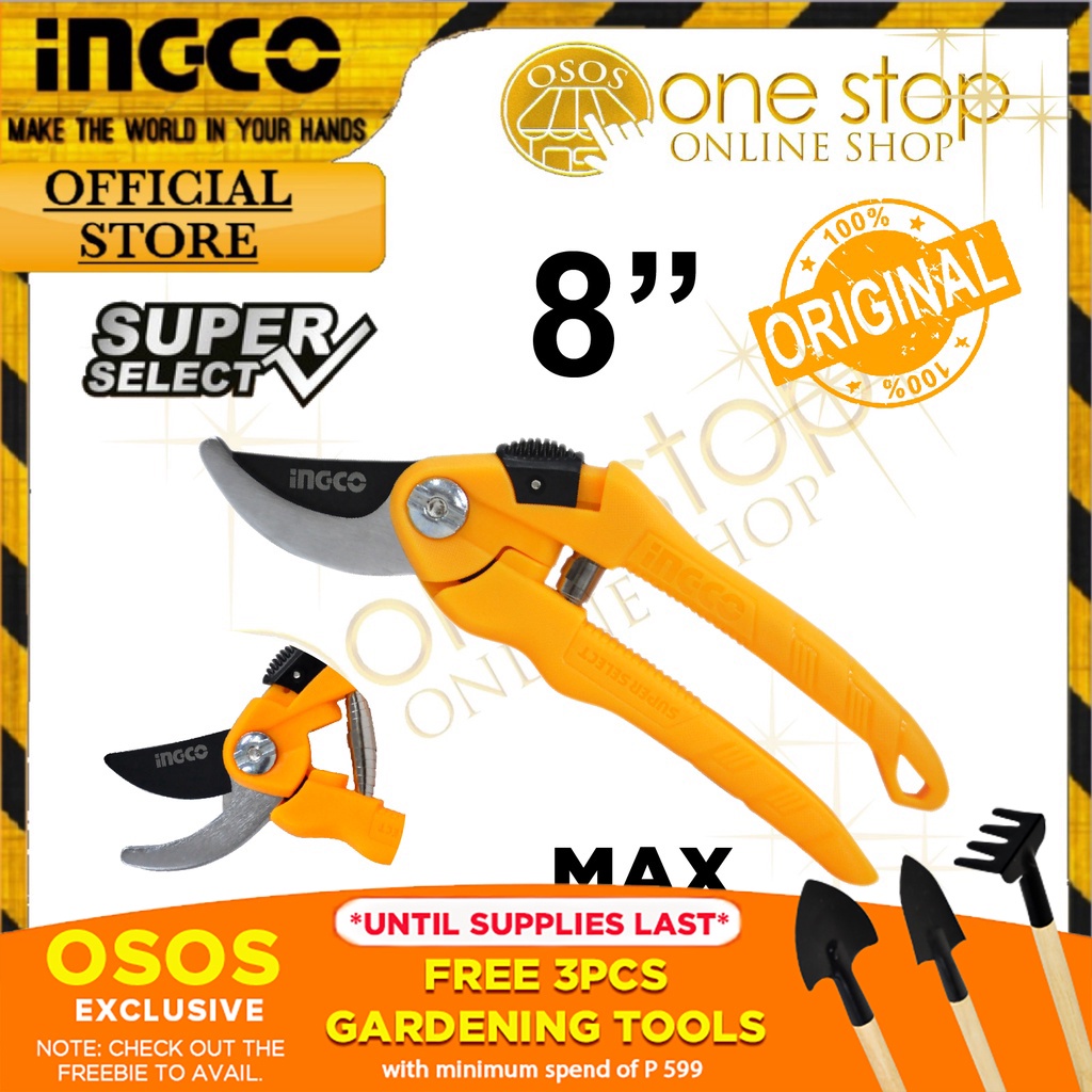 INGCO Tools Pruning Shears for Garden Scissors Heavy Duty 8 inch 200mm