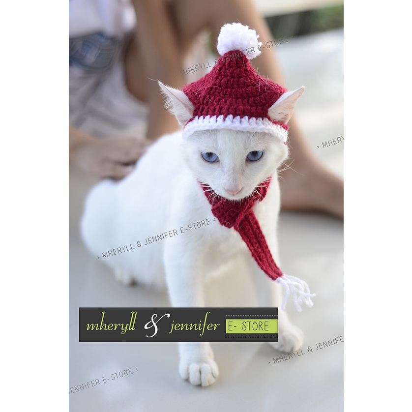 CROCHET CHRISTMAS COSTUME for CATs (Santa Hat & Scarf Set) Shopee Philippines