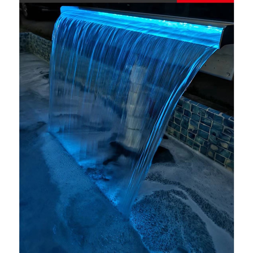 VEVOR Pool Waterfall with LED Strip Lights Waterfall Spillway