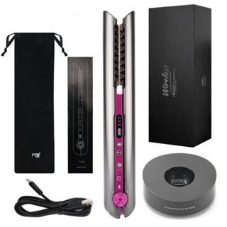 Pritech Professional Ceramic Flat Iron 2 in 1 Cordless Hair Straightener and Curler Rechargeable Wireless Straightener