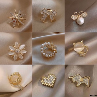 Simple Ladies Pearl Rhinestone Brooch Baroque Fashion Elegant Butterfly Brooch Pin Party Wedding Gift