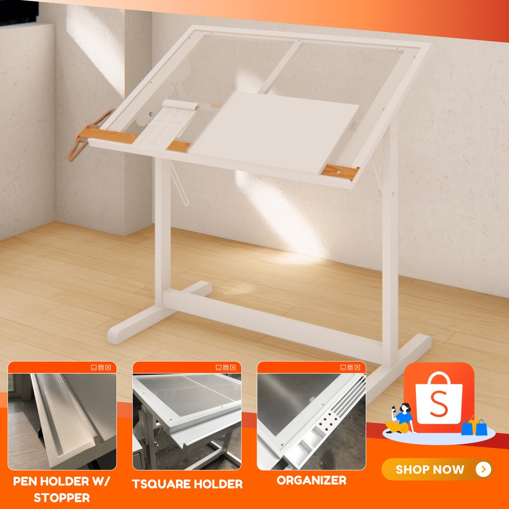 ON HAND! DIMPA ACRYLIC & WOOD DRAFTING/DRAWING TABLE FOR ARCHITECTURE