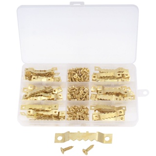 ❃❀✹100PCS/BOX 3*10mm Gold Or Black Double Sided Saw Tooth Picture Frame Hanging Hooks With Screws Sa
