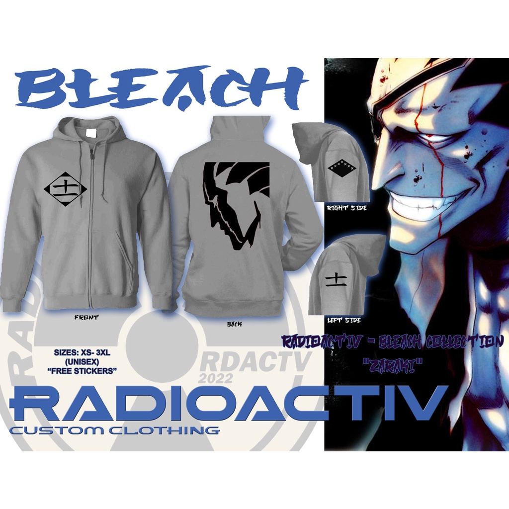 RadioActiv - Bleach Jacket - Full-Zip Hoodie - 11th Squad Captain Insignia - Zaraki Kenpachi