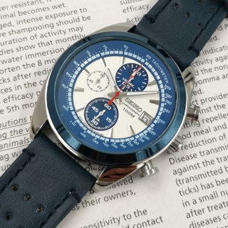 Seiko 1950 Waterproof Calendar Casual Quartz Six-Hand Multifunction World Chronograph Leather Strap #5
