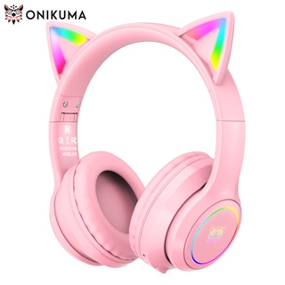 ONIKUMA B90 Bluetooth Headphones Cat Ears Headset Bluetooth Earphones Gaming Headset Hifi Stereo Sound BT 5.0 RGB with Microphone