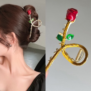 Metal Rose Flower Hairclips Grips Hair Clips Accessory Korean Style for Women