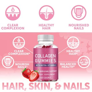 Collagen Gummies with Bioth Vitamin C E Hair Skin Nail Support with Glutathione Powder Anti-aging Beauty Supplements Whitening Gummy Health Gummy Collagen Capsule 60 count Balat Buhok at Kuko Gummies #2