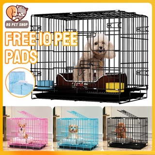 Free 10 pads Pet Cage Collapsible XXL with Poop Tray for Dog cage Cat Rabbit Puppy Coated Galvanized