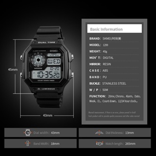 Ready Stock SKMEI 1299 Men Digital Watch Waterproof Wristwatches jam tangan Sport Watches #5