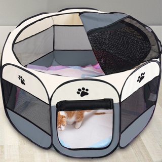 Foldable Pet Playpen Tent Dog Cat Fence Puppy Exercise Play Kennel Cat Delivery Room