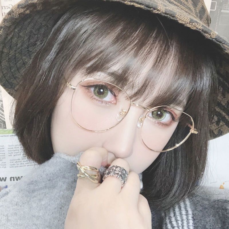 2022 Graded eyeglasses for women 0-600° Eo optical eyeglasses anti radiation eyeglasses for women with case TR90  Anti-Blue Light Anti-Radiation Plain-Face Handy Tool Student Class ins High-Value Glasses Myopia Female With Deg