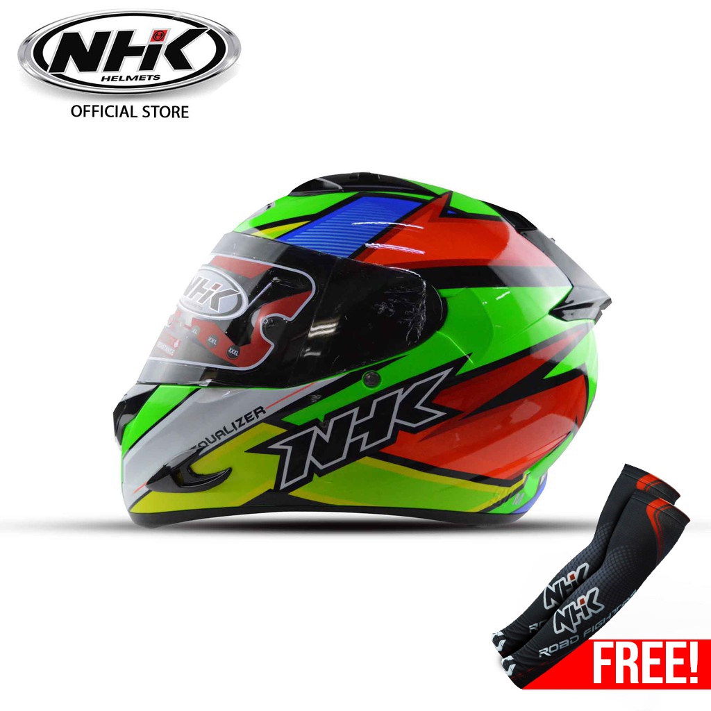 NHK Helmet Racepro EQUALIZER Full Face Single Visor FREE NHK ARMSLEEVES