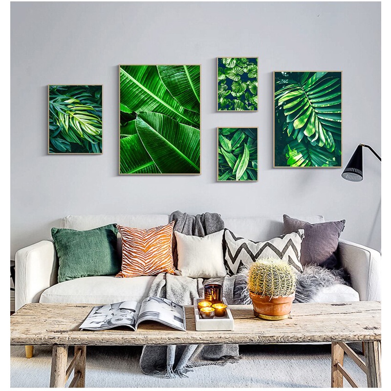 Green Plants Palm Monstera Big Leaf Wall Art Print Canvas Painting Nordic Posters And Prints Wall Pictures For Living Room Decor