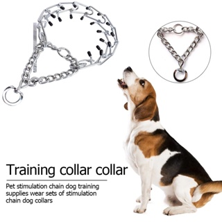 Adjustable Dog Chain Training Collar Prong Choker Collars Pet Iron Metal Choke Neck Leash Walking Training Tool Heavy Duty Collar