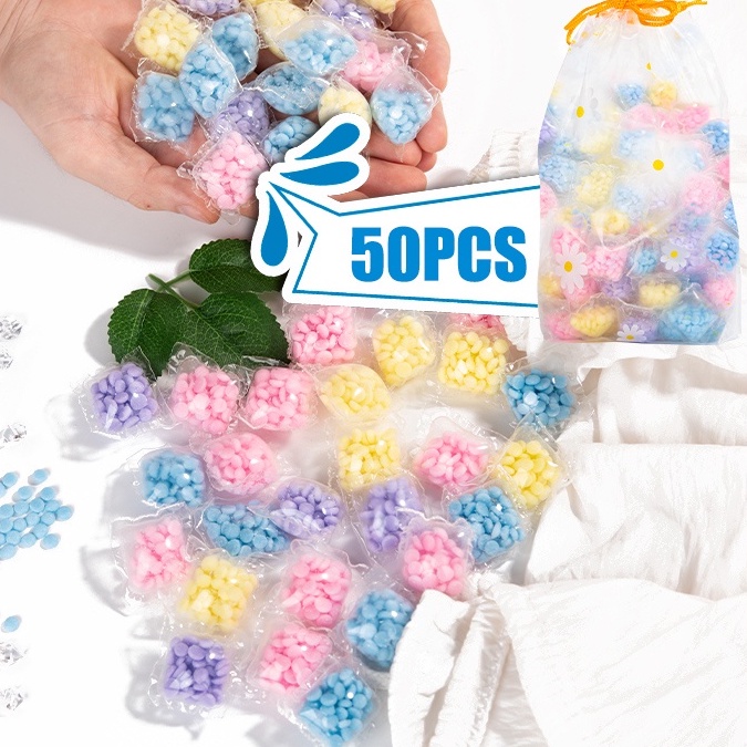 50Pcs laundry Beads Fragrance Antibacterial Mite Removal Fabric Softener Antistatic Laundry
