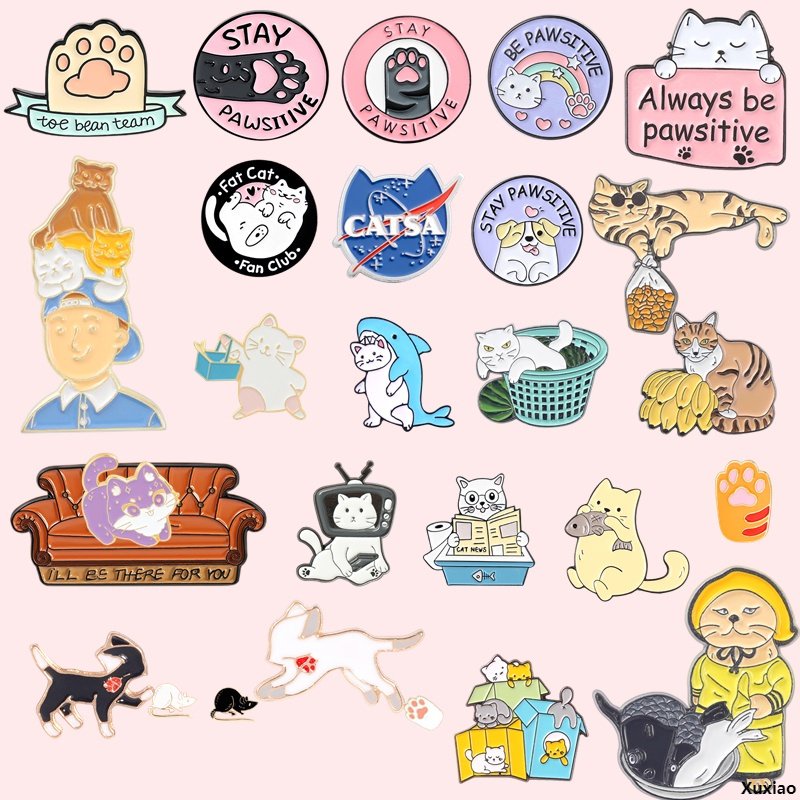 50 Styles Cat Club Enamel Pin Cat Planet Moon Cafe Paw Badge Custom Kitten Brooch Lapel Pin Jeans Shirt Bag Cute Animal Jewelry Gift