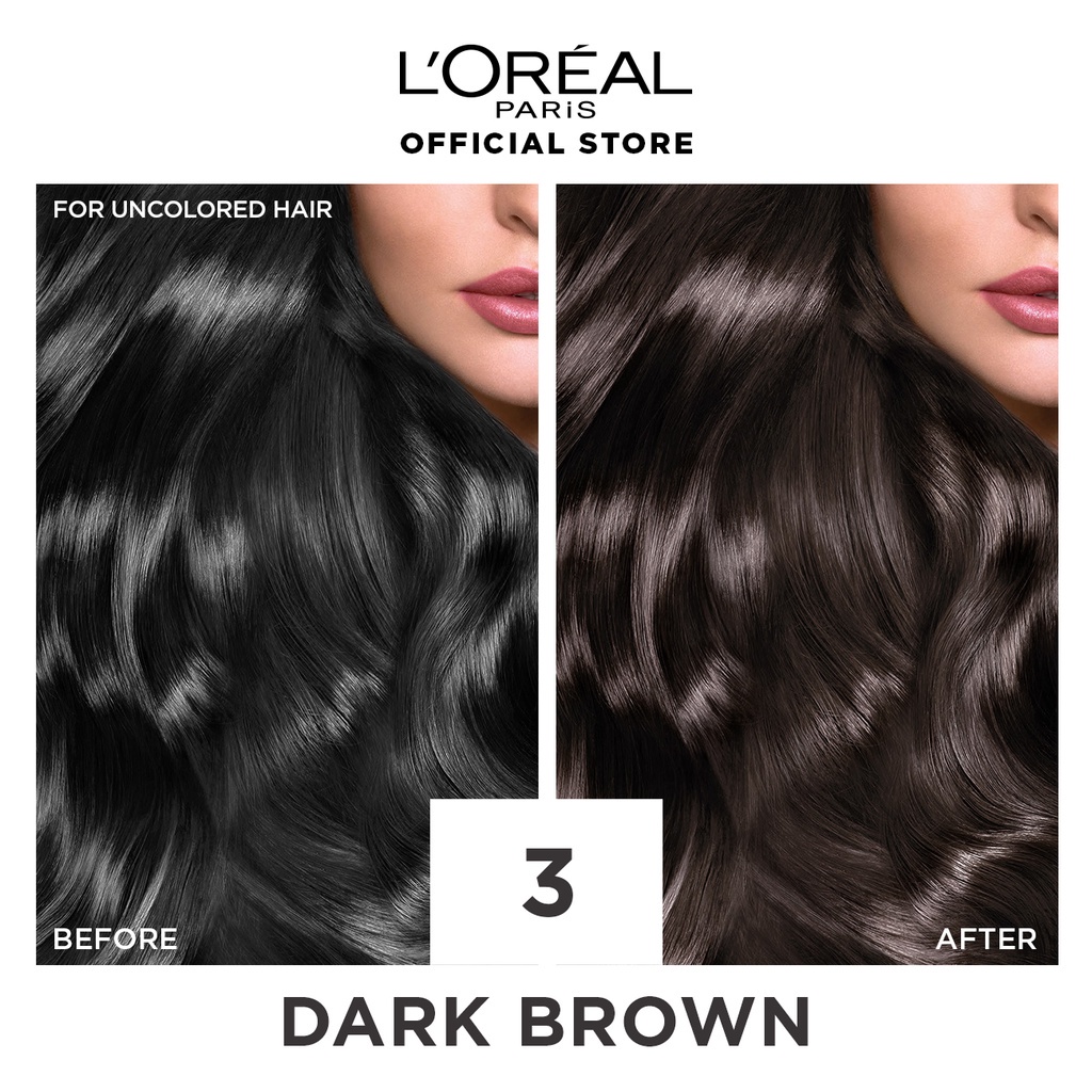 ash gray hair color LOreal Paris Excellence Crème Haircolor Set of 2 in 3 Dark Brown - Gray hair