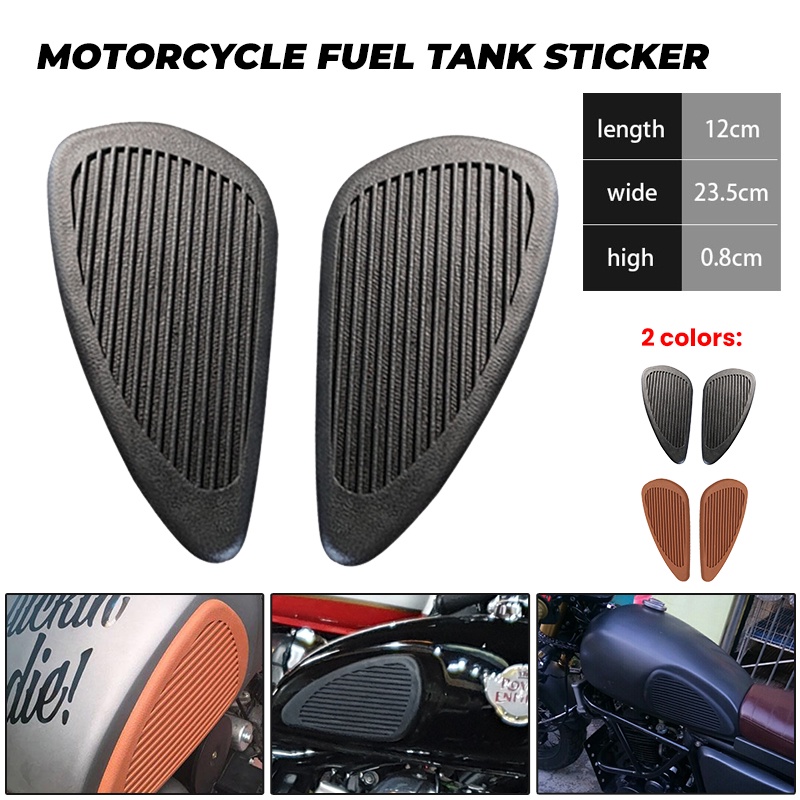 Motorcycle Rubber Vintage Gas Tank Knee Pads Side Panel Traction Pad