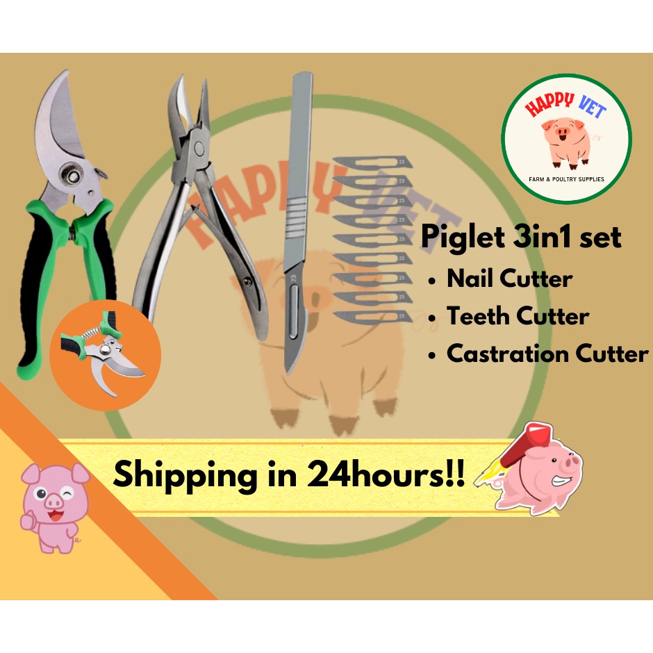 1 set Kit piglets tail cutter+pig castration cutter+piglets teeth