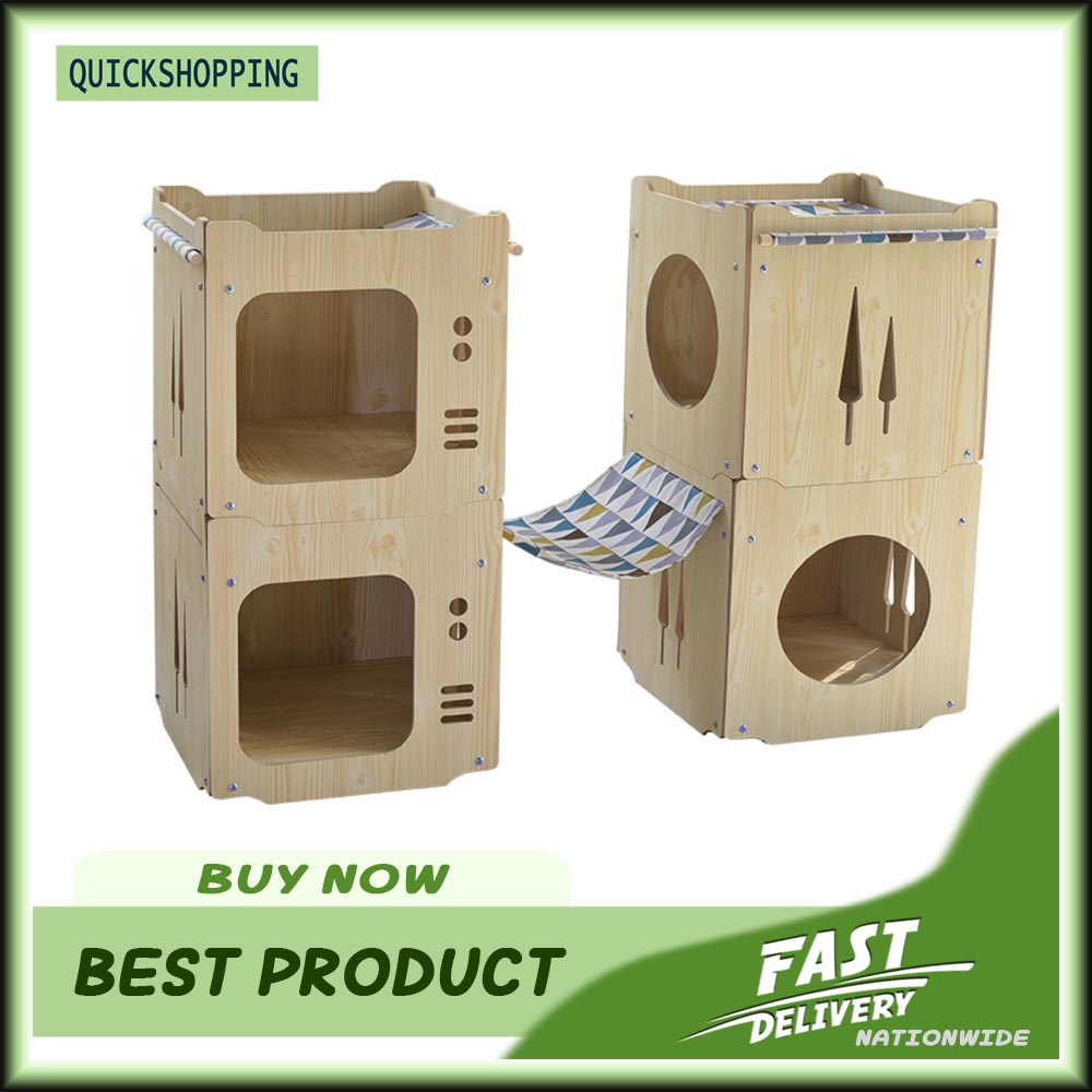 [BIG SALE] Wooden building block Cat Dog combination cat kennel Leg cat #1