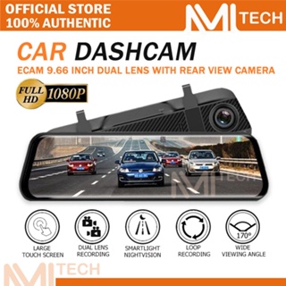 ECAM 9.66 Inch Touch Screen Car DVR Recorder FHD 1080P camera Dual Len with Rear View Camera dashcam