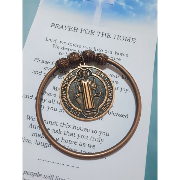 【Hot sale】St. Benedict / Benedictine Round Medal Door Hanger for Protection (Bronze Tone)