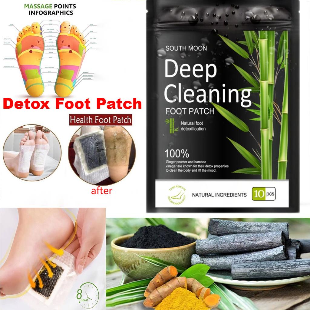 10PCS Detox Foot Patch Bamboo Charcoal Foot Detoxification Pad Relief ...