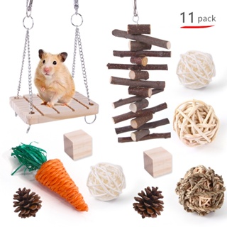 ◊Wooden Hamster Toy Grass Ball Set Bite-resistant Molar Cleaning Tooth Toys Interactive Games Prop #7