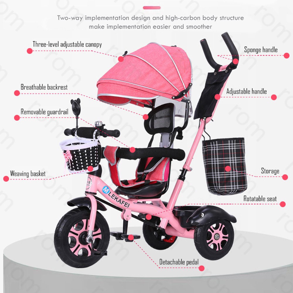 4 In 1 baby stroller bicycle kids tricycle bike for kids stroller bike Trolley Bike for baby - Image 7