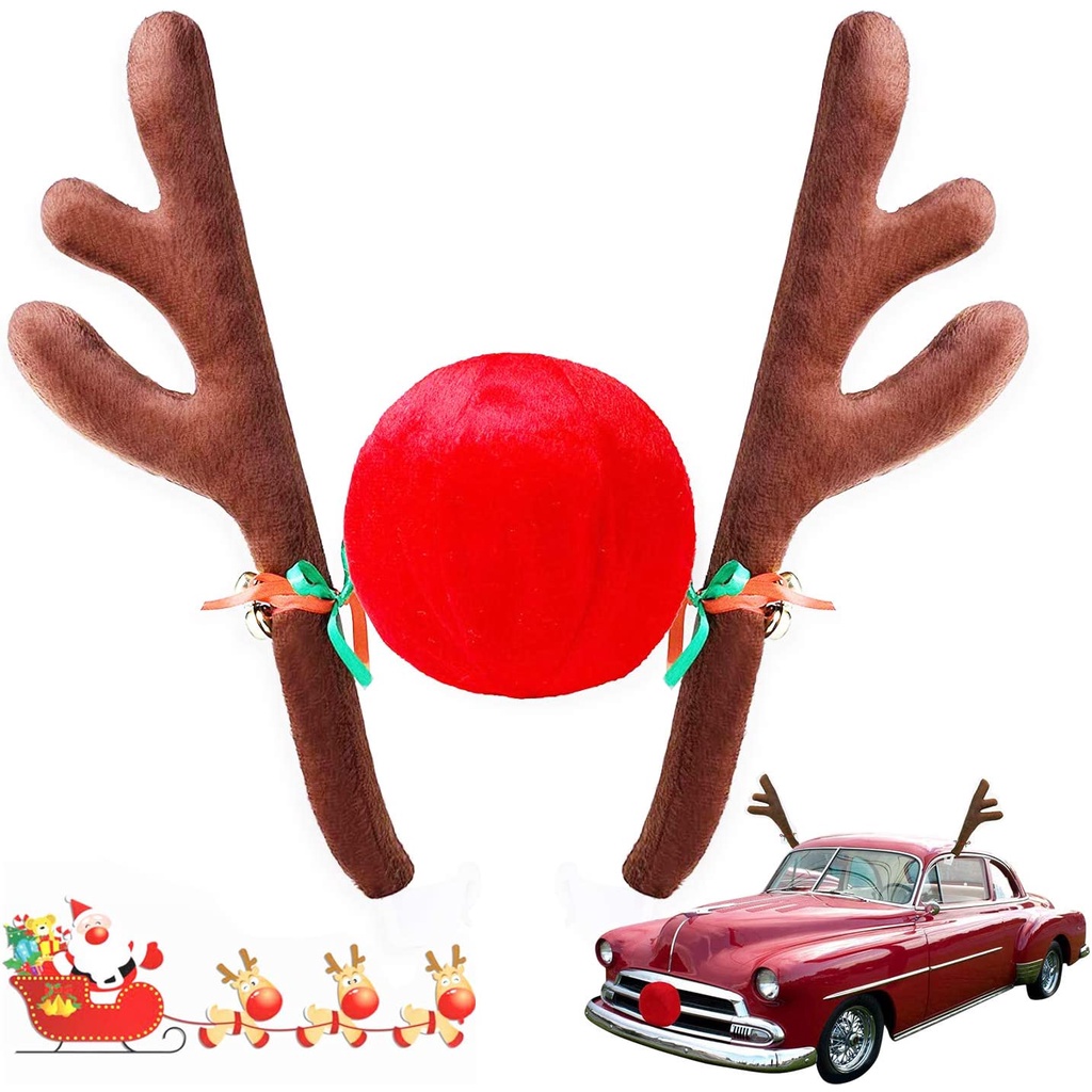 Xmas Car Reindeer Antlers Christmas Decorations for Car Window RoofTop