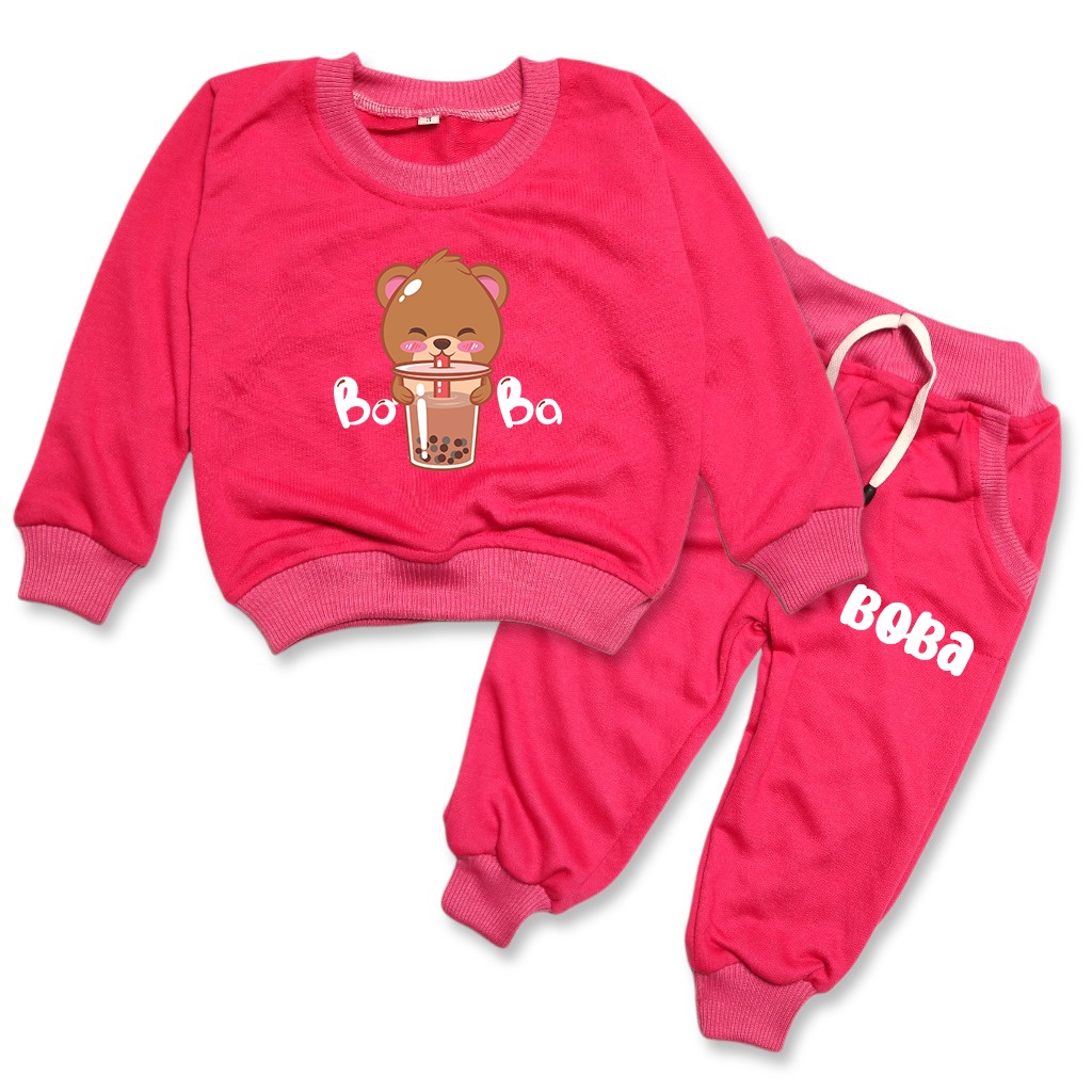 Barangsae Kids Jogger Suit Boba Bear Jogger Sweater Kids Set (15