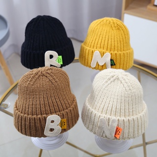 Baby Hat Letter Smiling Face Baby Wool Hat Children Boys Girls Autumn Winter Warm Thickened Baby Knitted Windbreak Hood #2