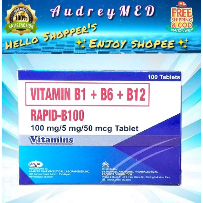 RAPID - B100 (Vitamin B-Complex) 100 Tablets | Shopee Philippines