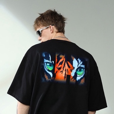 tshirt unisex summer tiger eyes american print Trendy Brand black plus size top cotton crewneck tees
